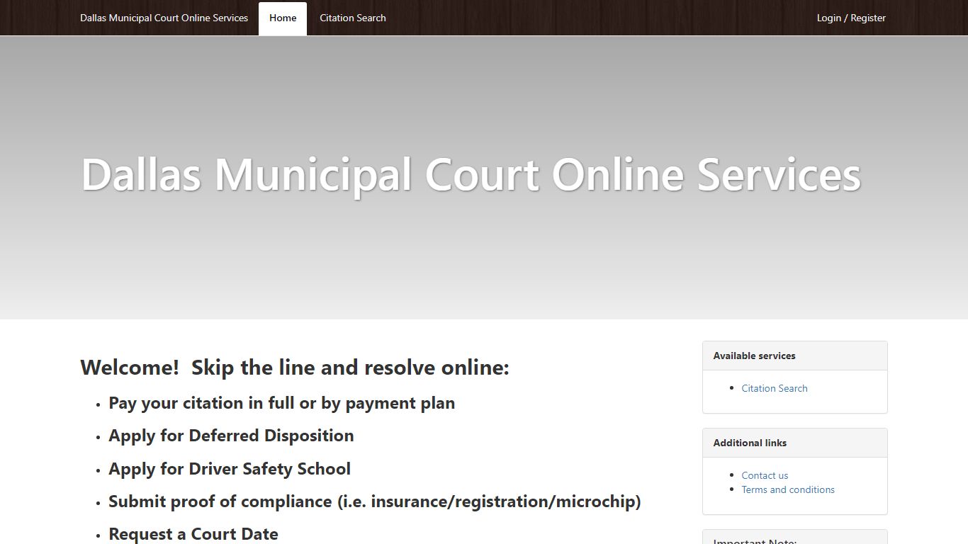 Dallas Municipal Court Online Services